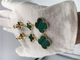 18K Gold Luxury jewe factory earrings 3 motifs malachite 18K yellow gold jewelry